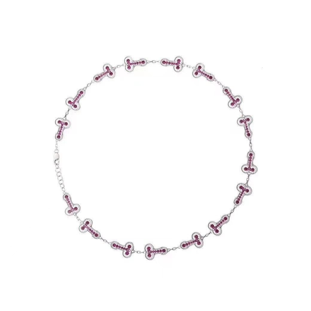DicCleef spoof necklace s925 men and women couple necklace color moissanite necklace 51CM/21IN - YUZENG-jewelrystore.com