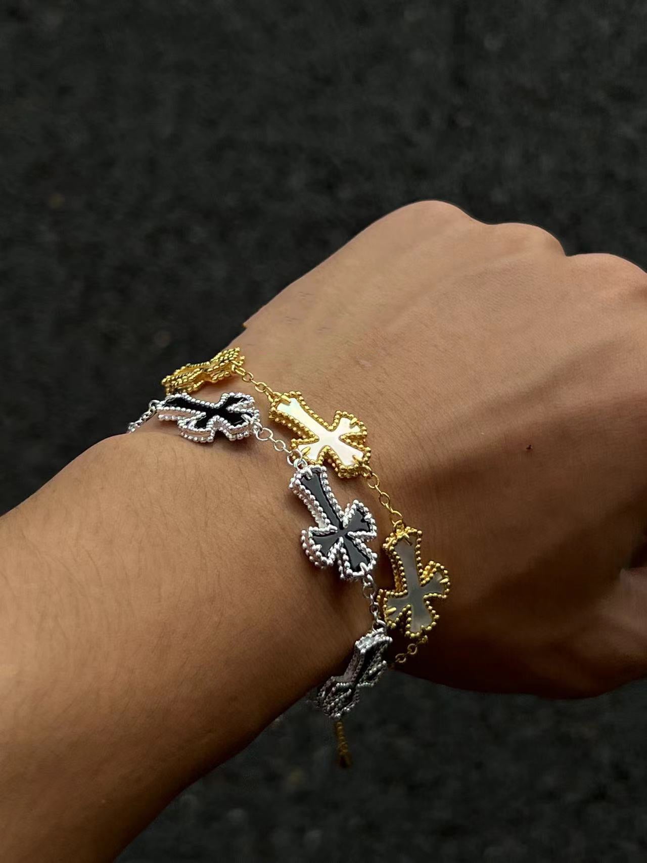 Cross cleef 18K gold plated European and American hip-hop niche original design bracelet - YUZENG-jewelrystore.com