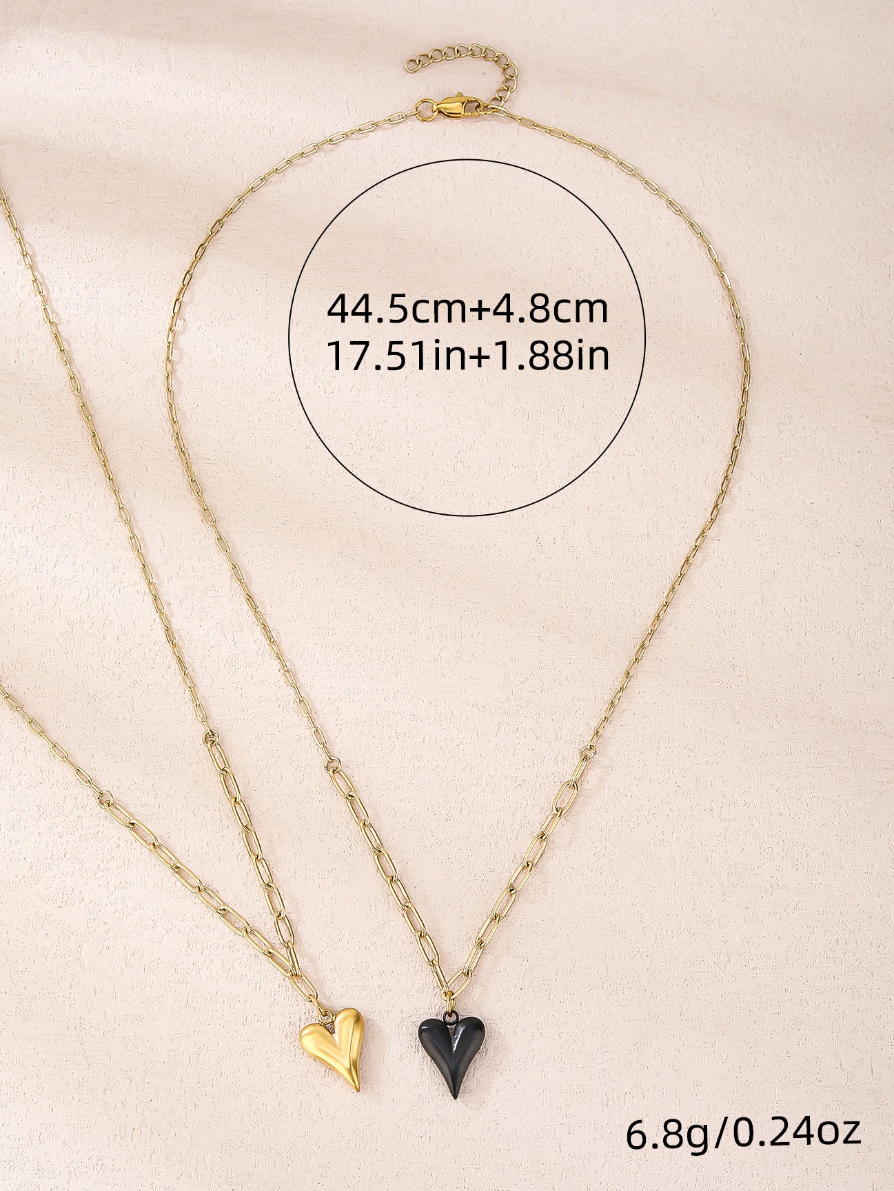 316L Stainless Steel, Simple and Stylish, 18k Gold Heart Baked Porcelain Black Heart Necklace - YUZENG-jewelrystore.com
