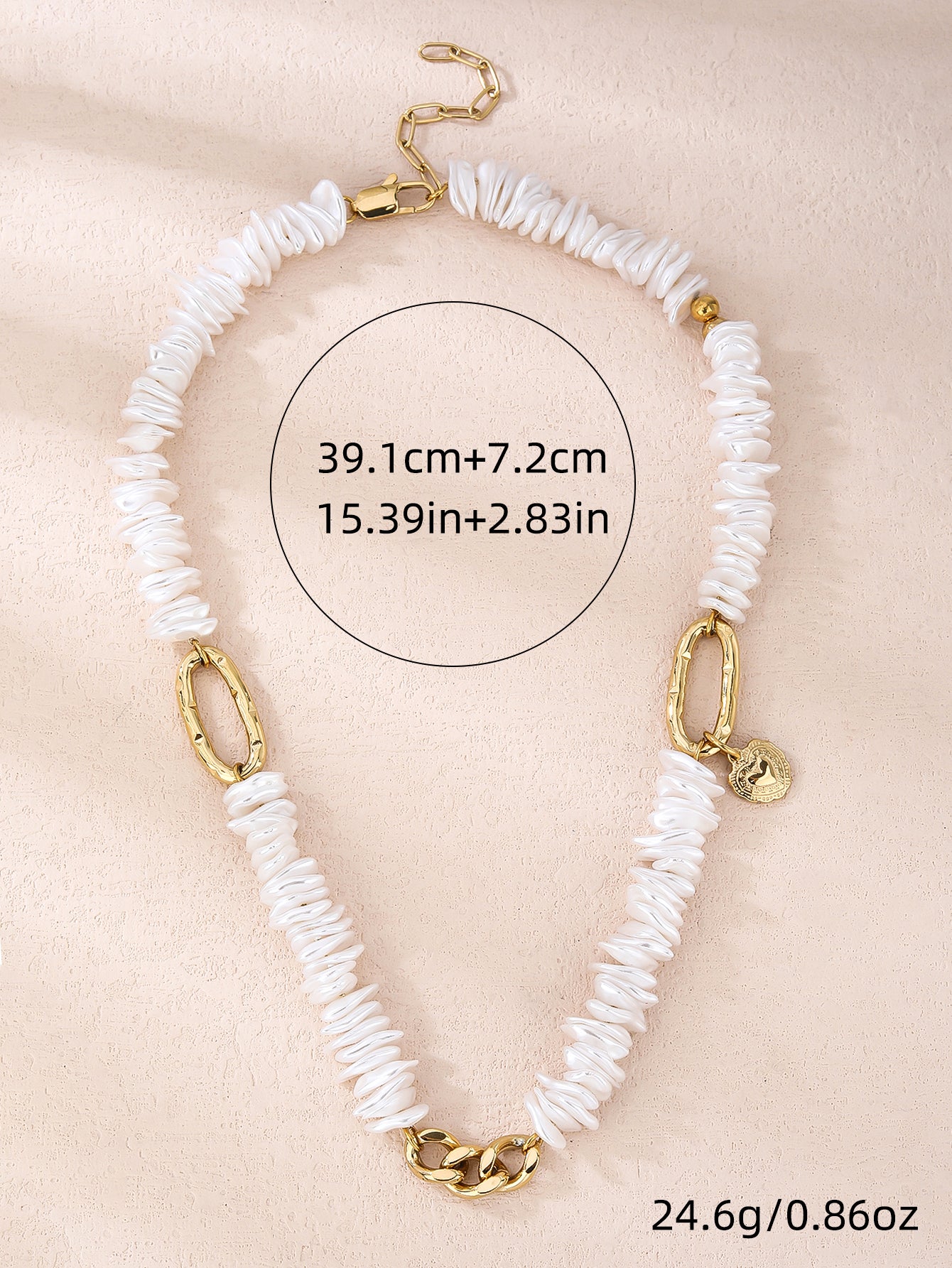 316L Stainless Steel Flake Pearl 18K Collar Necklace - YUZENG-jewelrystore.com