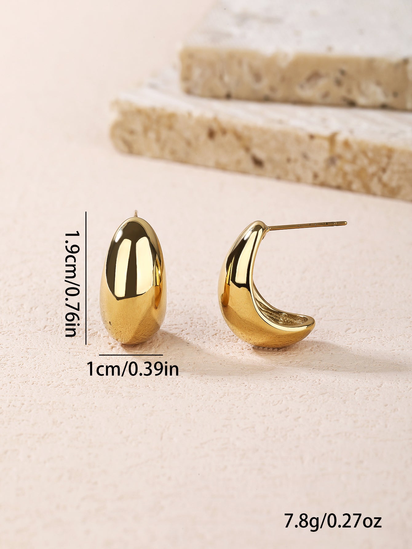 Fashion 18k Gold Plated Gold Drop Earrings,Stainless Steel Women's Earrings for Daily Wear - YUZENG-jewelrystore.com