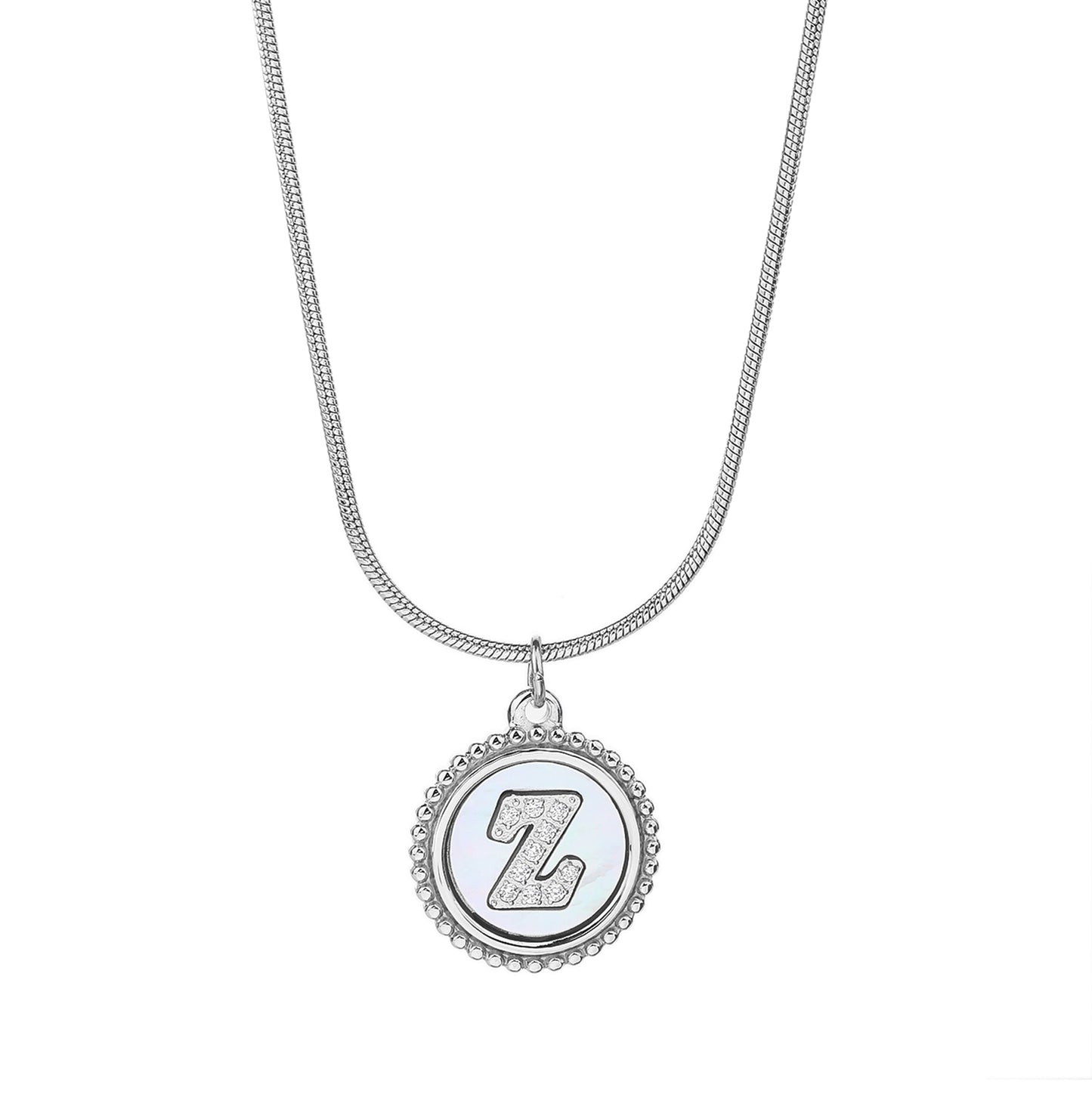 Personalized Gold Necklace for Women - Non-Tarnish Stainless Steel Initial Pendant Necklace Mother-of-Pearl and Zirconia Inlay - Custom Name Jewelry for Her - YUZENG-jewelrystore.com