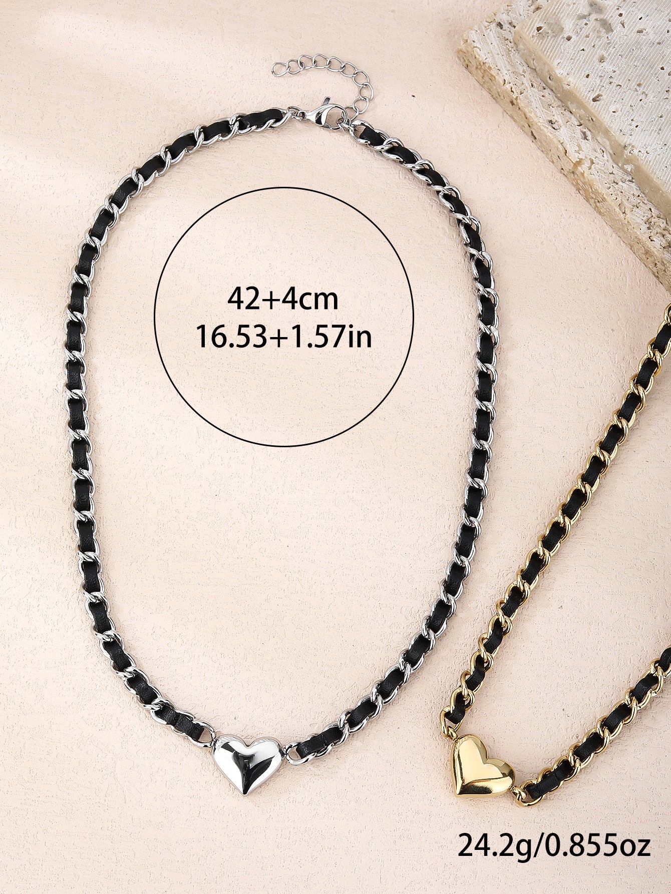 Stainless Steel Punk Heart Pendant Necklace Choker - YUZENG-jewelrystore.com
