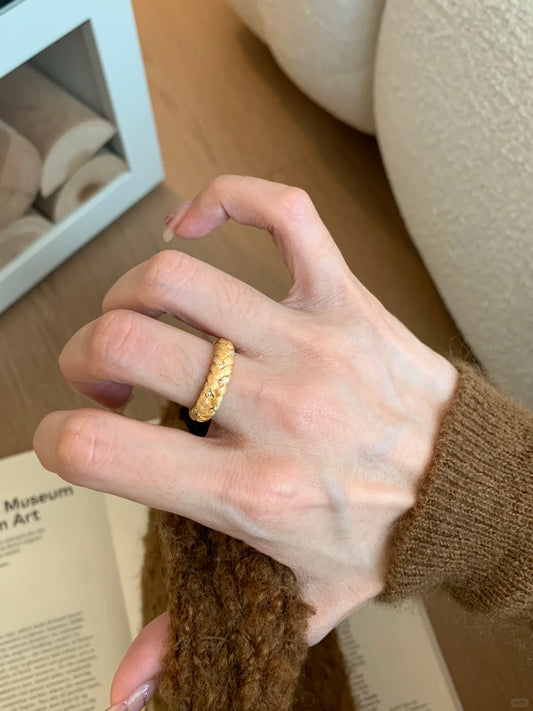 [Retro Luxe] 18K Wheat Ear Braided Ring - Vintage Braided Brushed Style, Women's Vintage Ring, Perfect for Everyday Weddings and Anniversaries - YUZENG-jewelrystore.com