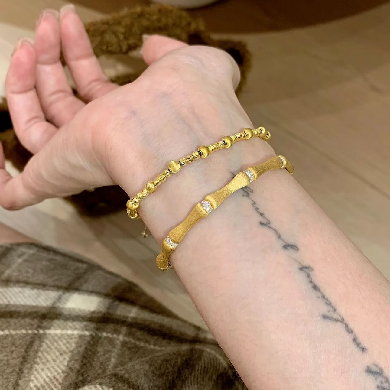 gold bamboo bangle bracelet