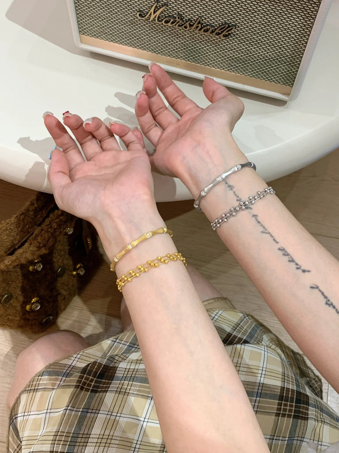 [Retro Luxe] 18k wave bead wrapped bracelet - wave bead design shiny beads - YUZENG-jewelrystore.com