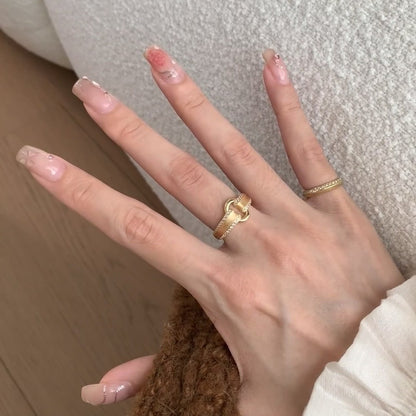 [Retro Luxe] 18K Yuanbao Ring - Vintage Brushed Style, Women's Vintage Ring Opening Adjustable, Suitable for Everyday Weddings and Anniversaries - YUZENG-jewelrystore.com