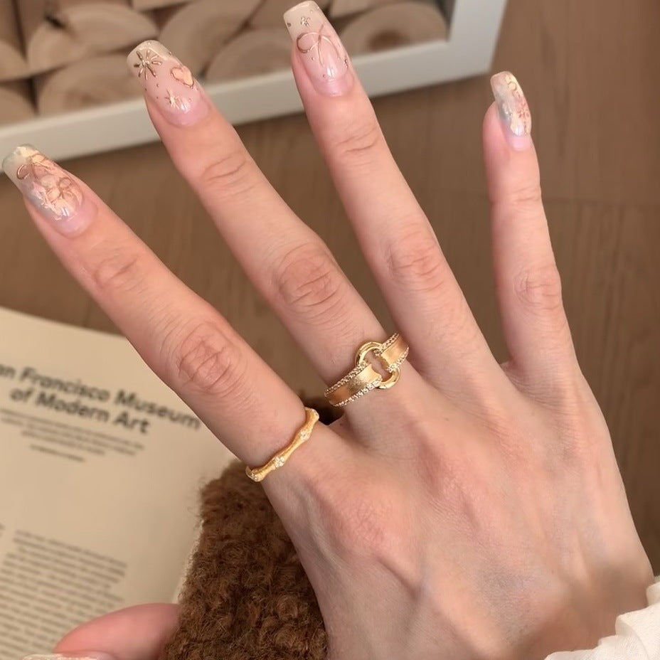 [Retro Luxe] 18K Yuanbao Ring - Vintage Brushed Style, Women's Vintage Ring Opening Adjustable, Suitable for Everyday Weddings and Anniversaries - YUZENG-jewelrystore.com