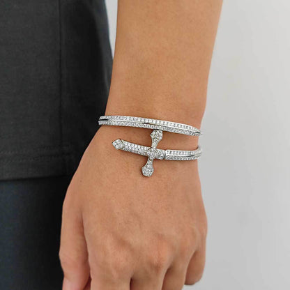 5A Zircon Justice Sword Cuff Bracelet - Miami 18K Gold Plated, Iced Out Hip Hop Style. Full Cubic Zirconia for Men and Women. - YUZENG-jewelrystore.com