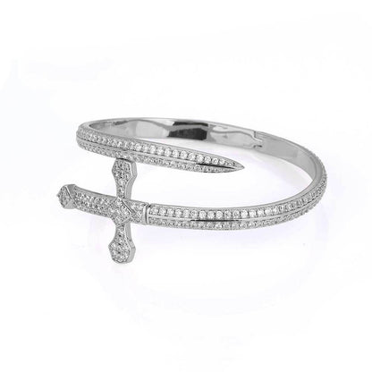 5A Zircon Justice Sword Cuff Bracelet - Miami 18K Gold Plated, Iced Out Hip Hop Style. Full Cubic Zirconia for Men and Women. - YUZENG-jewelrystore.com