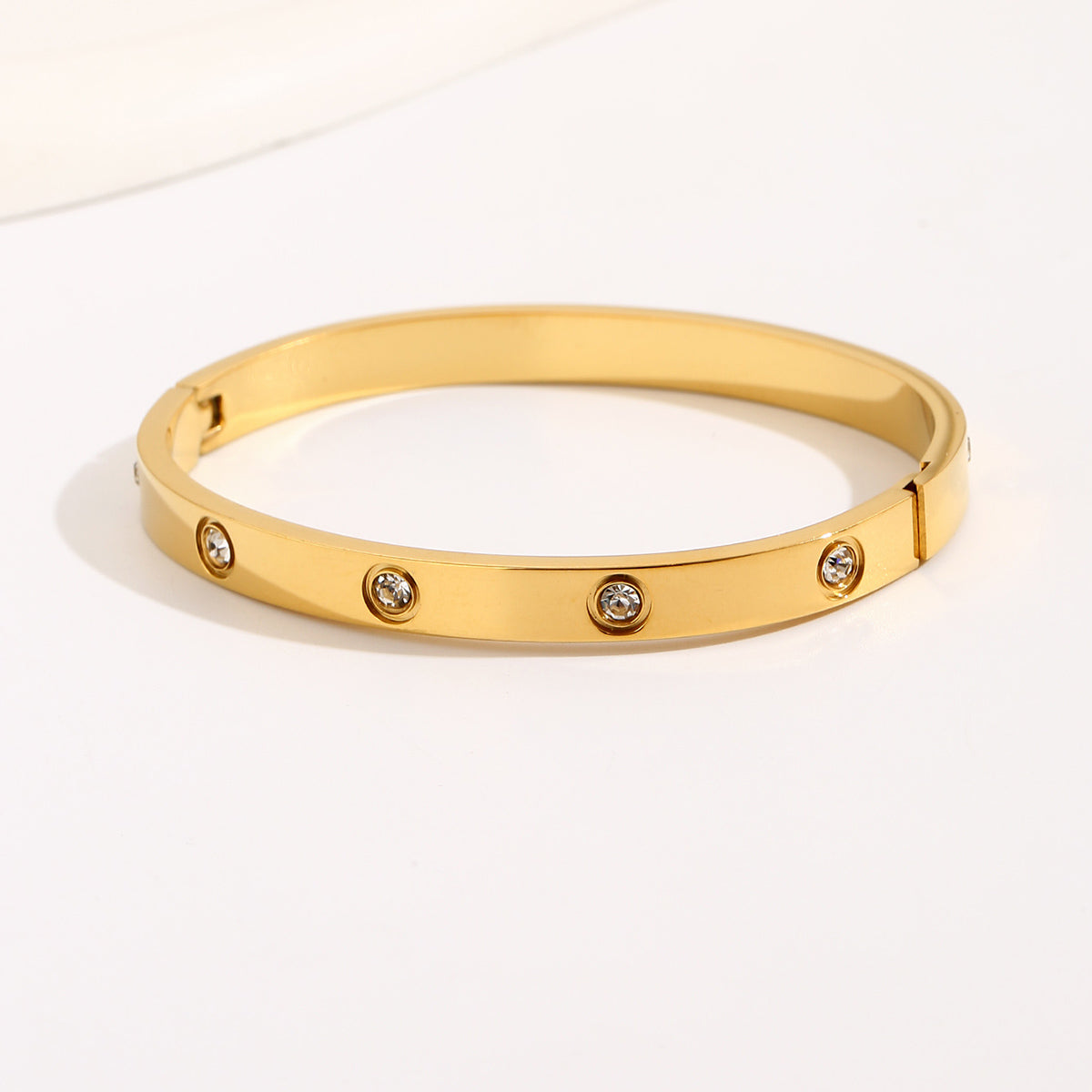 LOVE BRACELET,Simple Premium White Rhinestone stainless steel 18K Gold Ladies Bracelet - YUZENG-jewelrystore.com