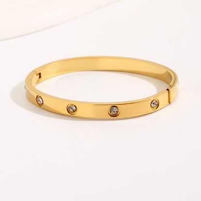 LOVE BRACELET,Simple Premium White Rhinestone stainless steel 18K Gold Ladies Bracelet - YUZENG-jewelrystore.com
