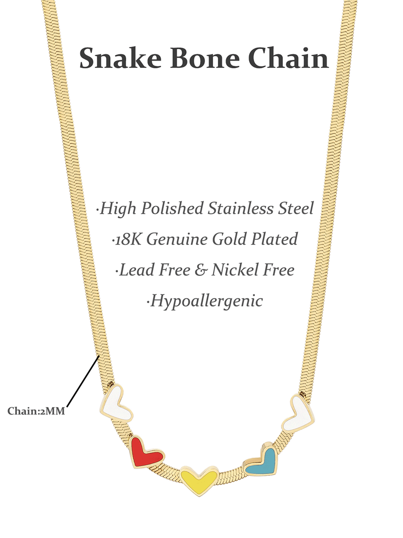 Women's Clavicle Chain Snake Bone Chain, Stainless Steel 18k Vacuum Gold Plated Jewelry - YUZENG-jewelrystore.com