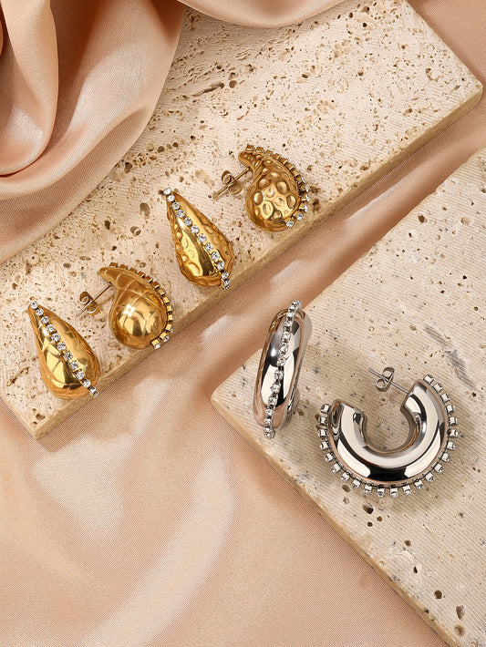 Drop Earrings for Women - 18K Gold Plated Stainless Steel with Crystals, High Polish Finish - Perfect for Weddings, Parties, and Daily Wear - YUZENG-jewelrystore.com