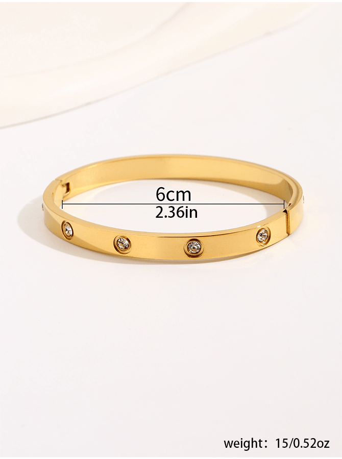 LOVE BRACELET,Simple Premium White Rhinestone stainless steel 18K Gold Ladies Bracelet - YUZENG-jewelrystore.com