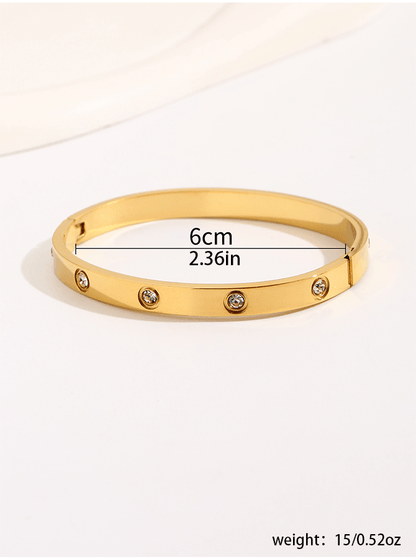 LOVE BRACELET,Simple Premium White Rhinestone stainless steel 18K Gold Ladies Bracelet - YUZENG-jewelrystore.com