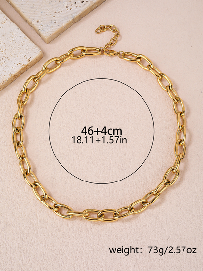 Stainless steel 18k gold plated ladies fashion thick chain choker chain necklace - YUZENG-jewelrystore.com