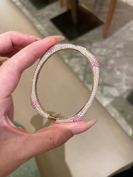 925 silver gold-plated fashionable versatile inlaid rose bracelet gradient color bracelet accessory - YUZENG-jewelrystore.com