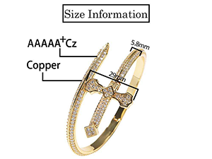 5A Zircon Justice Sword Cuff Bracelet - Miami 18K Gold Plated, Iced Out Hip Hop Style. Full Cubic Zirconia for Men and Women. - YUZENG-jewelrystore.com