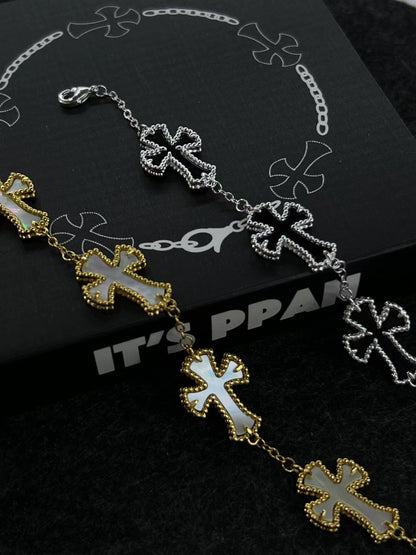 Cross cleef 18K gold plated  European and American hip-hop niche original design bracelet - YUZENG-jewelrystore.com