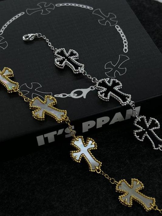 Cross cleef 18K gold plated  European and American hip-hop niche original design bracelet - YUZENG-jewelrystore.com