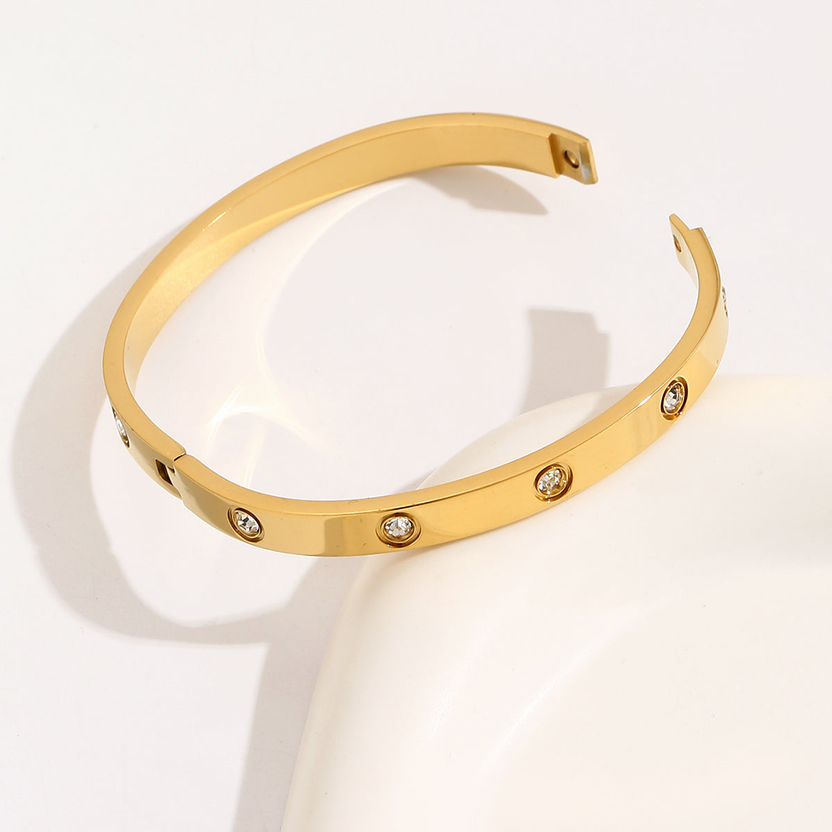 LOVE BRACELET,Simple Premium White Rhinestone stainless steel 18K Gold Ladies Bracelet - YUZENG-jewelrystore.com