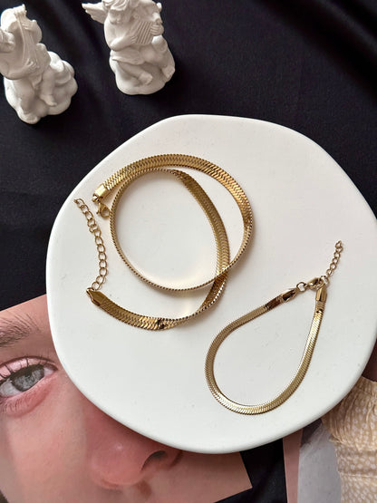 18K gold 316L stainless steel snake bone chain