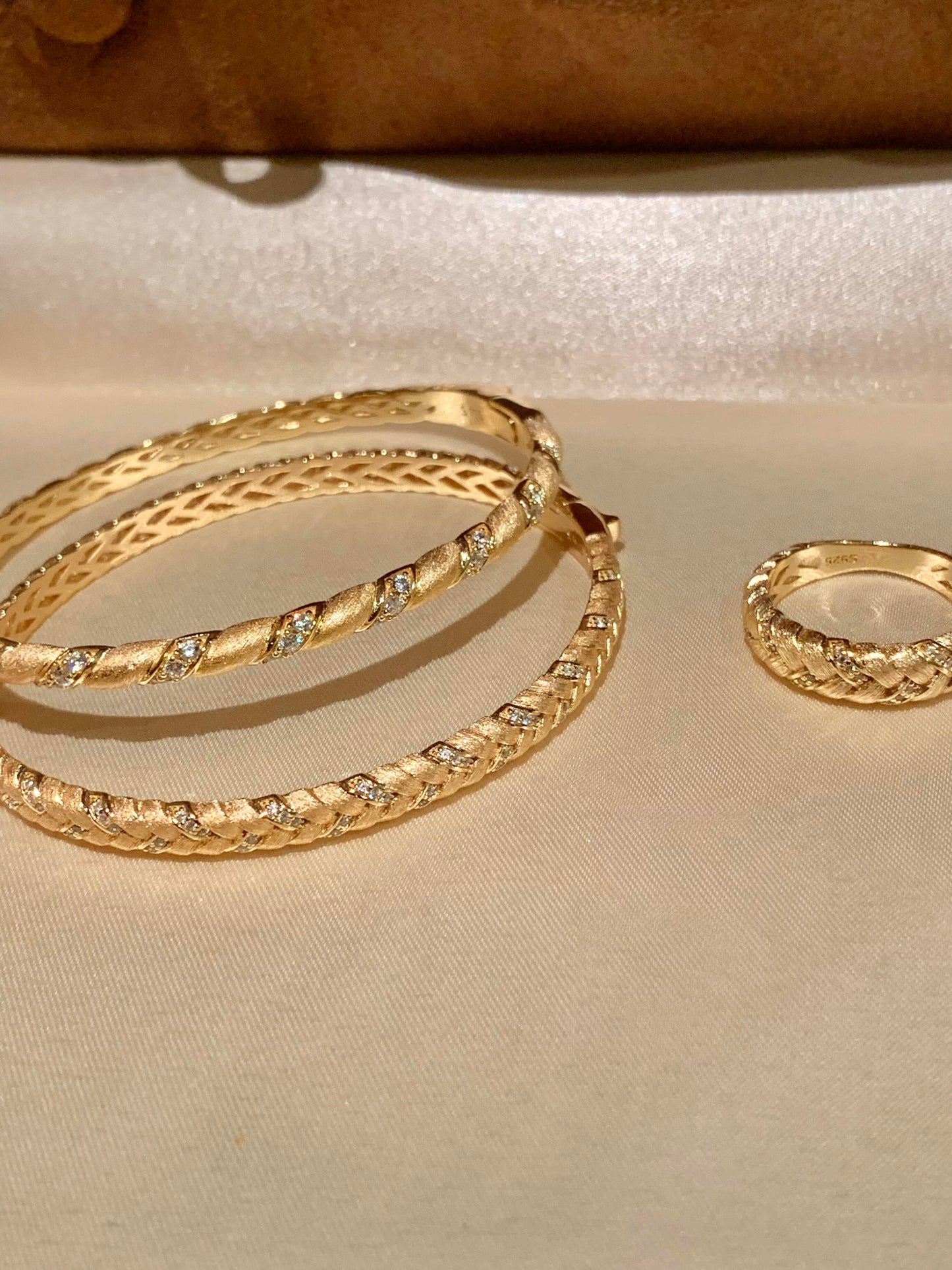 [Retro Luxe] 18k vintage wheat ear woven style bracelet with 925 silver zircon inlay, lightweight and luxurious daily outfit for women's bracelets - YUZENG-jewelrystore.com