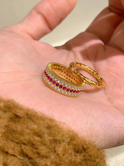 [Retro Luxe]  Ruby Ring - 18K gold-plated, light luxury high-end antique style colorful ruby ring - YUZENG-jewelrystore.com