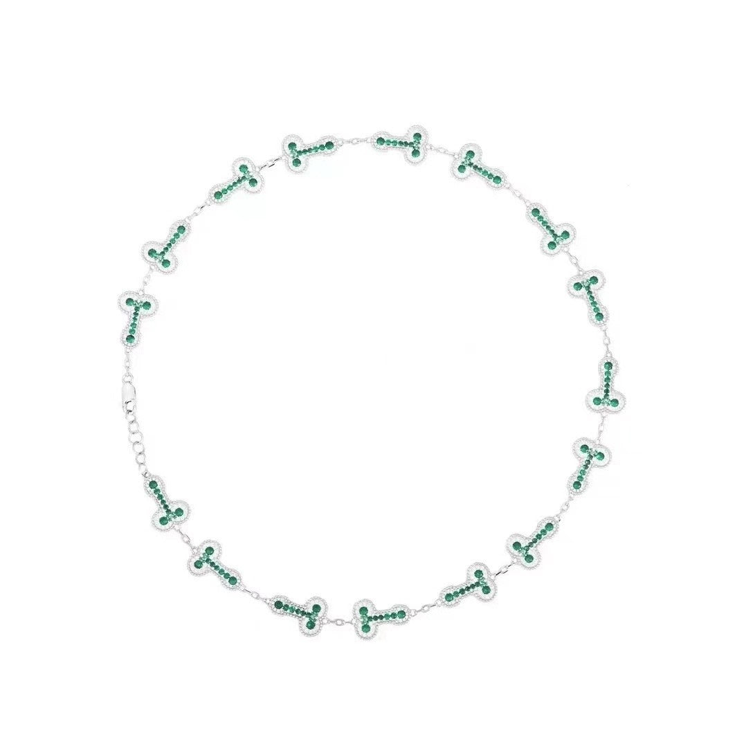 DicCleef spoof necklace s925 men and women couple necklace color moissanite necklace 51CM/21IN - YUZENG-jewelrystore.com