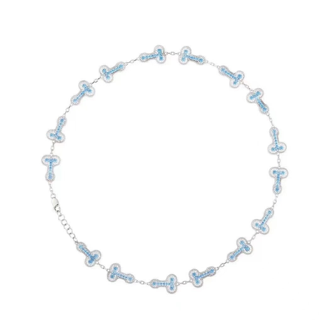 DicCleef spoof necklace s925 men and women couple necklace color moissanite necklace 51CM/21IN - YUZENG-jewelrystore.com