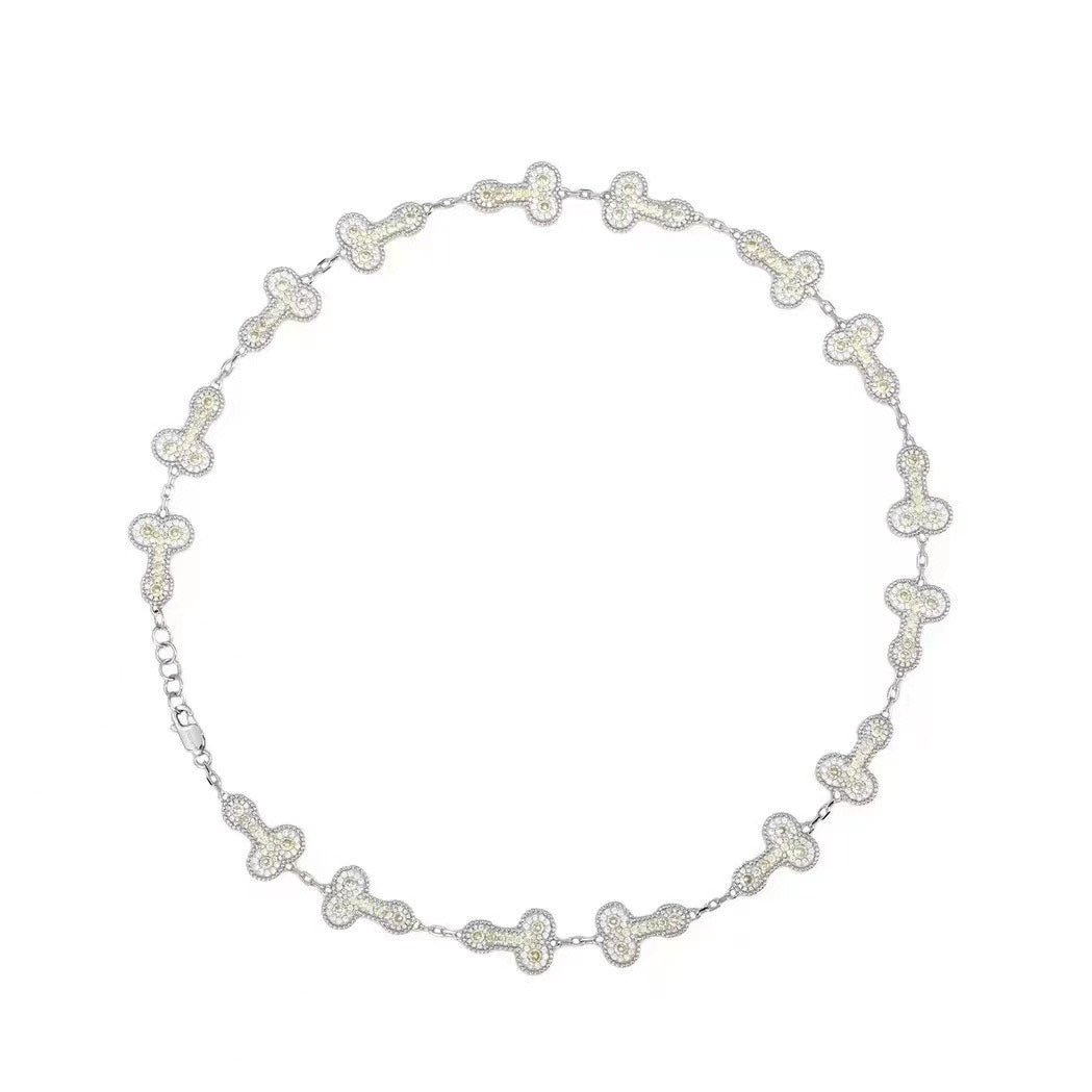 DicCleef spoof necklace s925 men and women couple necklace color moissanite necklace 51CM/21IN - YUZENG-jewelrystore.com