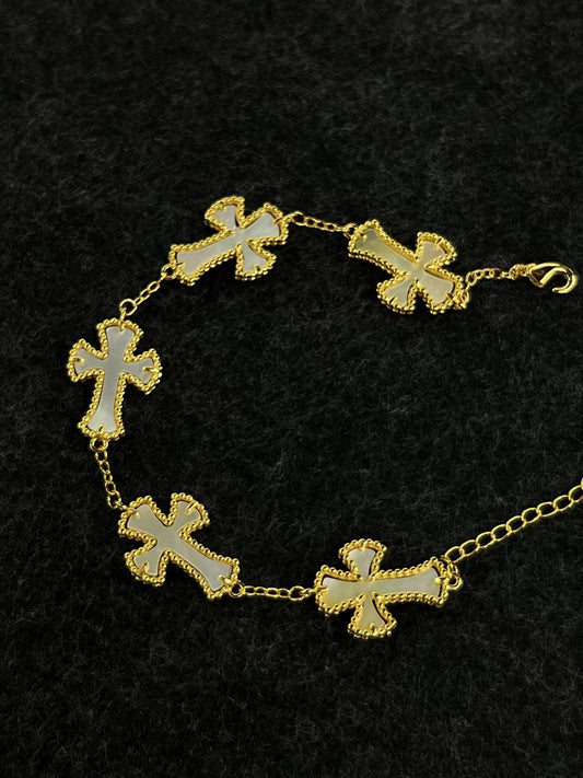 Cross cleef 18K gold plated European and American hip-hop niche original design bracelet - YUZENG-jewelrystore.com