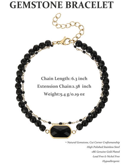 Natural Semi-precious Stainless Steel Fashion 18k Gold Plated Drip Stacked Bracelet with Cut Corners - YUZENG-jewelrystore.com