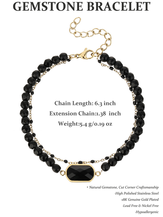 Natural Semi-precious Stainless Steel Fashion 18k Gold Plated Drip Stacked Bracelet with Cut Corners - YUZENG-jewelrystore.com