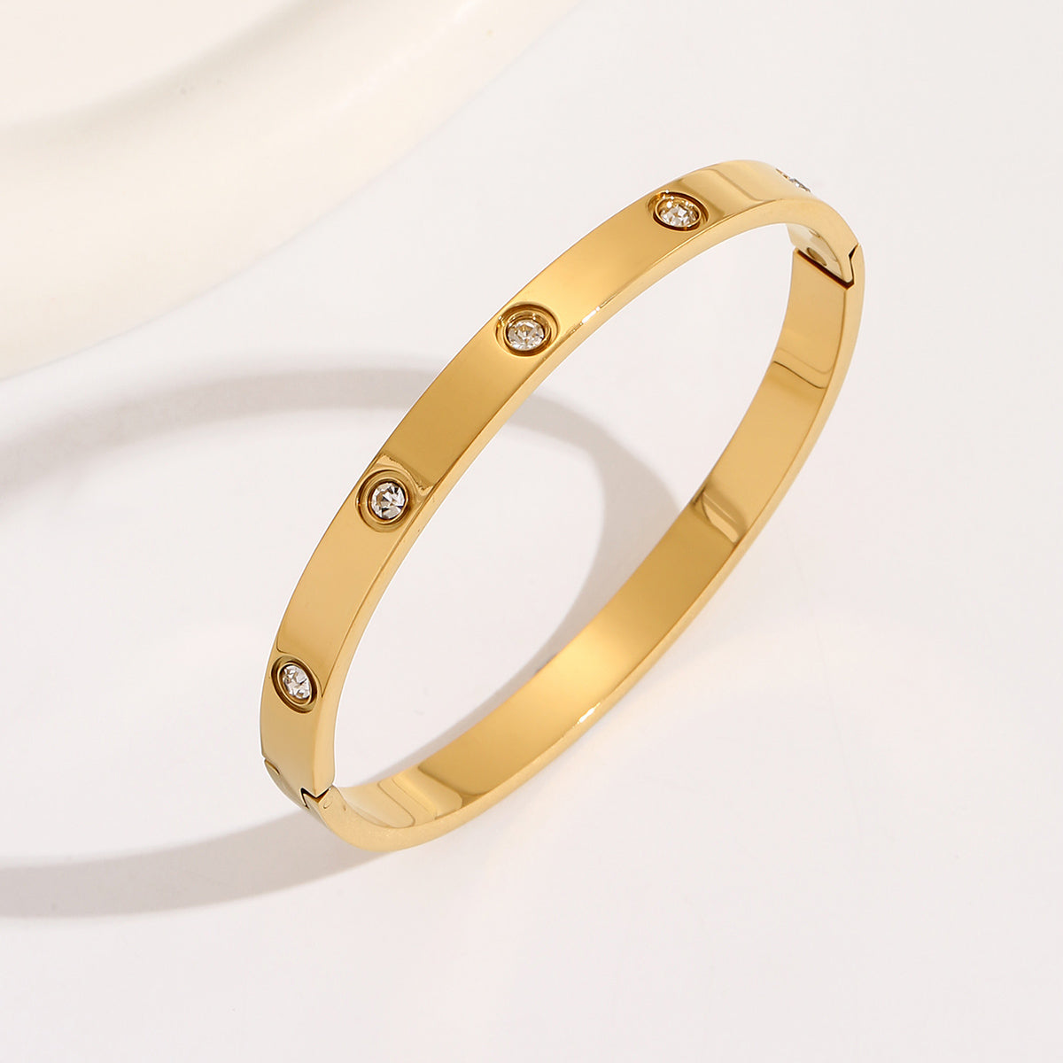 LOVE BRACELET,Simple Premium White Rhinestone stainless steel 18K Gold Ladies Bracelet - YUZENG-jewelrystore.com