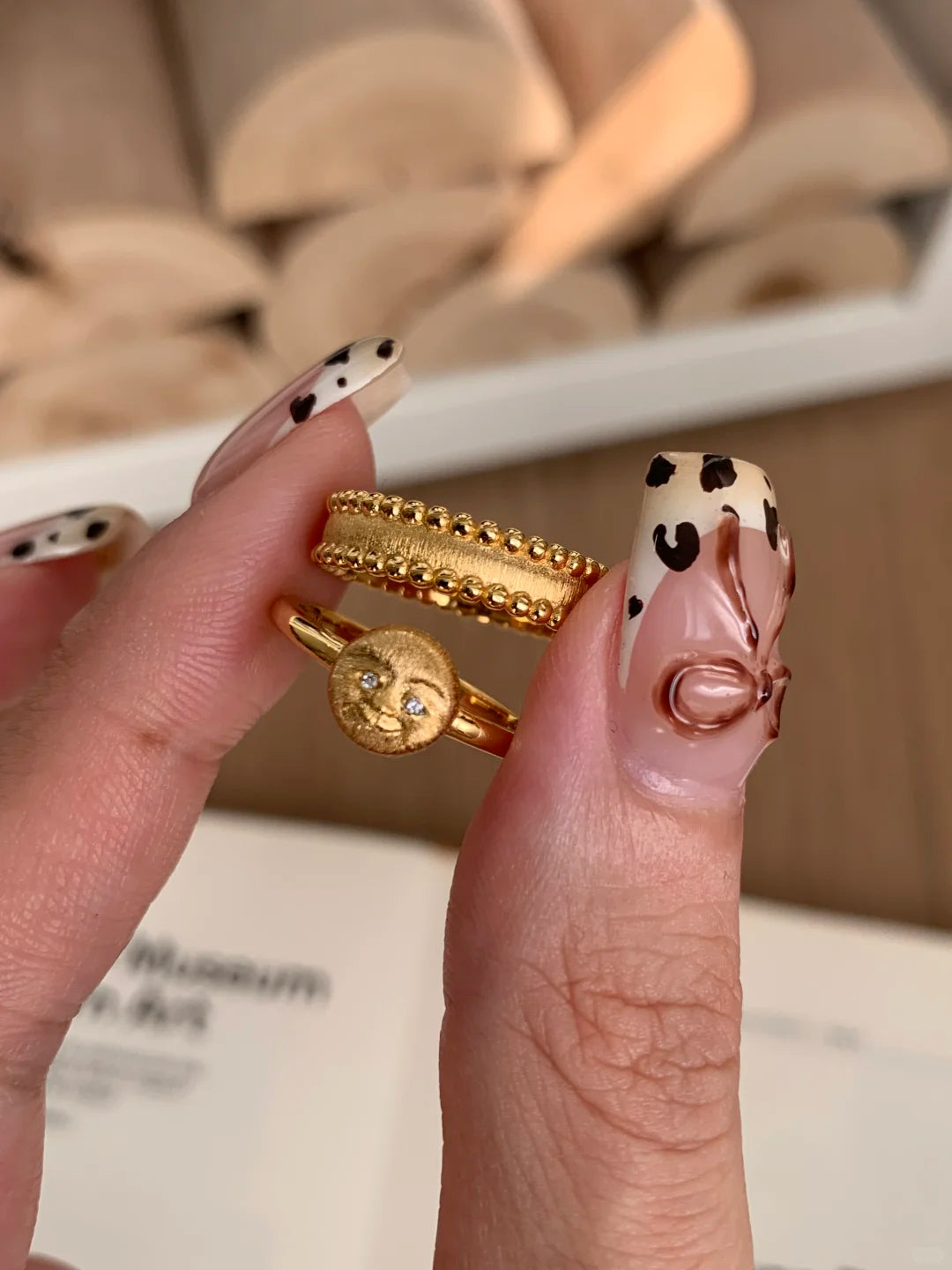 [Retro Luxe] 18k Medieval Sun, Moon and Star Ring - Star Energy Ring, Brushed Vintage Style - Daily Wear to Increase Energy - YUZENG-jewelrystore.com