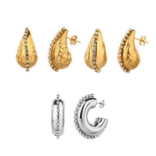 Drop Earrings for Women - 18K Gold Plated Stainless Steel with Crystals, High Polish Finish - Perfect for Weddings, Parties, and Daily Wear - YUZENG-jewelrystore.com