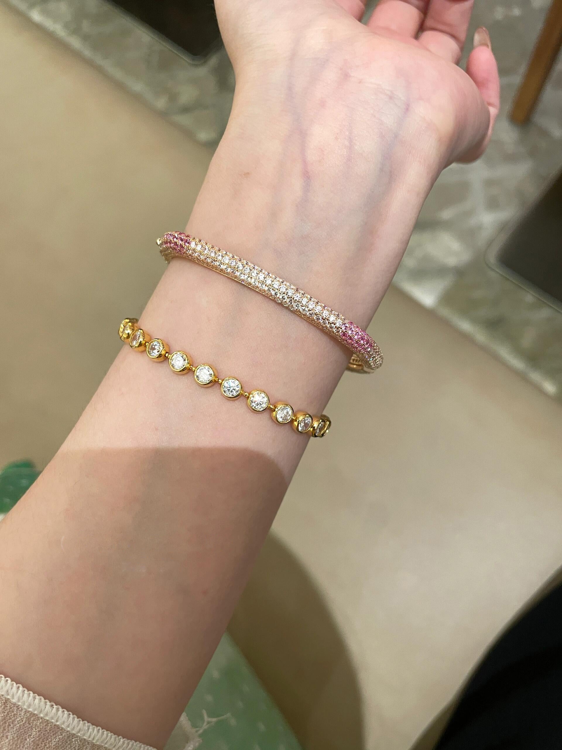 925 silver gold-plated fashionable versatile inlaid rose bracelet gradient color bracelet accessory - YUZENG-jewelrystore.com