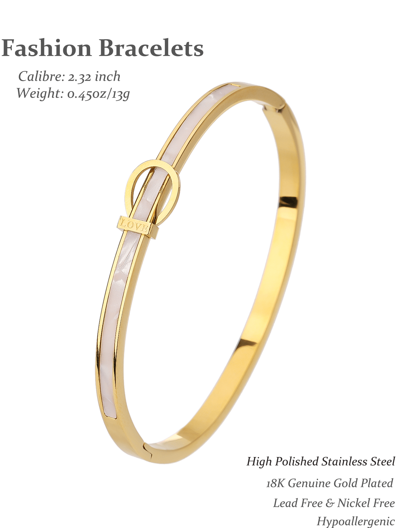 Bracelets for Women - 18k Gold bracelet - Love Bangle Bracelets, Non-Tarnish Gold Bangles, Stainless Steel Jewelry - Fashion Accessories for Women's Style - YUZENG-jewelrystore.com