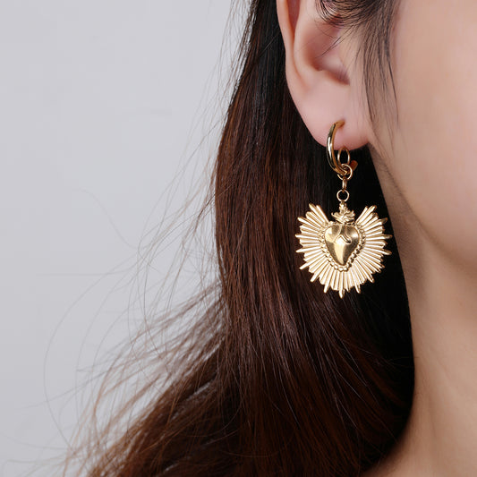 316L Stainless Steel 18k Gold Loving Heart Fashion Earrings - YUZENG-jewelrystore.com