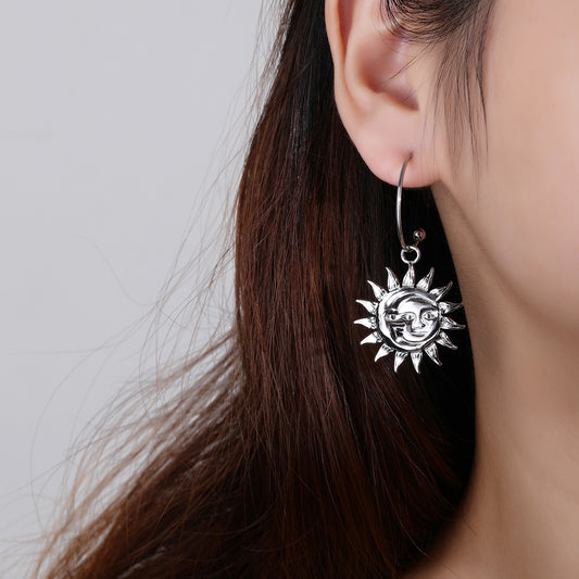316L Stainless Steel Medieval Sun and Moon Fashion Earrings - YUZENG-jewelrystore.com