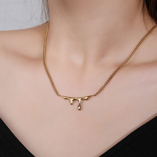 316L Stainless Steel 18K Gold Liquid Dissolve Pendant Necklace - YUZENG-jewelrystore.com
