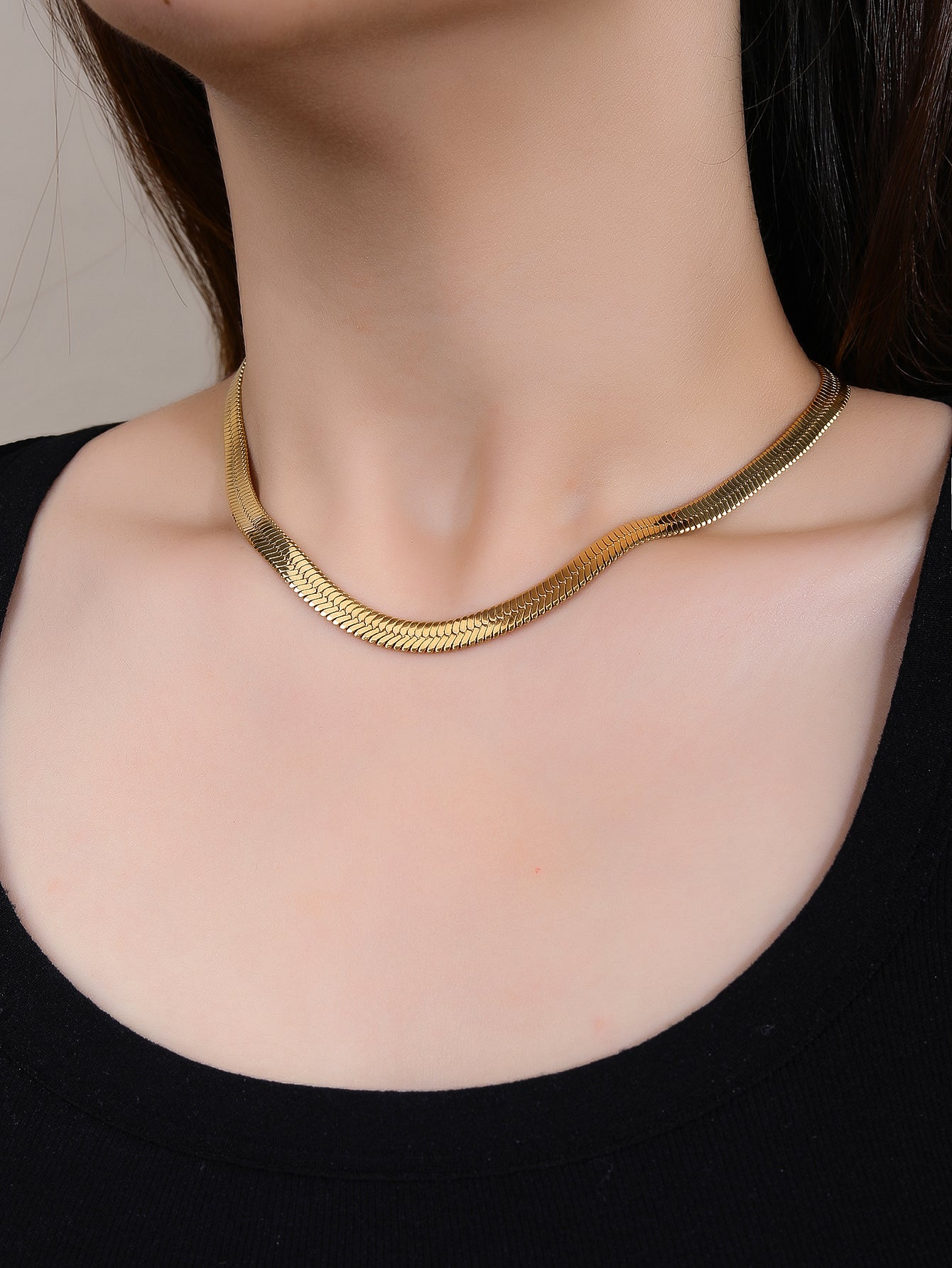 18K gold 316L stainless steel snake bone chain