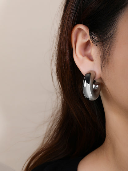 Fashion Steel Glossy Geometric Curved Stud Earrings for Women,Stainless Steel Earrings,for Daily Wear - YUZENG-jewelrystore.com