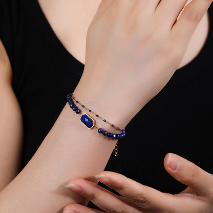 Natural Semi-precious Stainless Steel Fashion 18K Gold Plated Cut Corner Drip Stacked Bracelet - YUZENG-jewelrystore.com