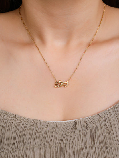 Fashionable stainless steel 18k gold plated lady love pendant chain necklace - YUZENG-jewelrystore.com