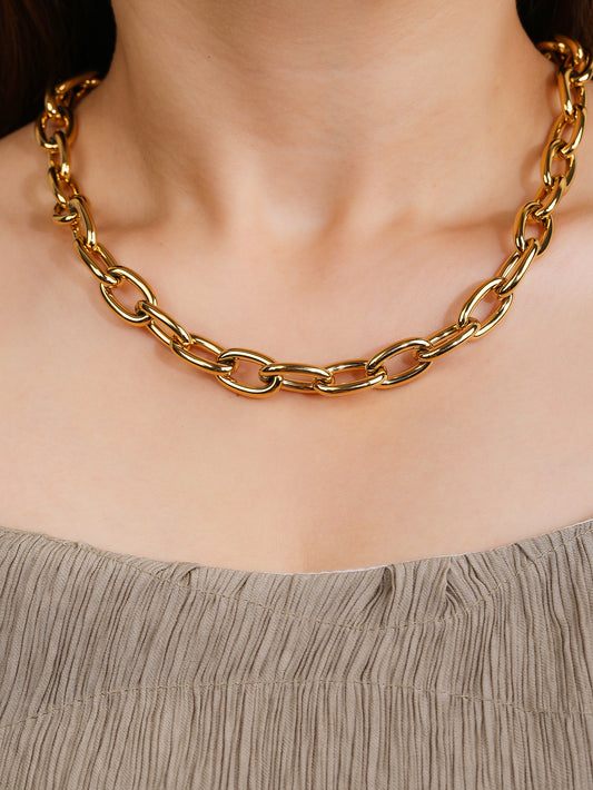 Stainless steel 18k gold plated ladies fashion thick chain choker chain necklace - YUZENG-jewelrystore.com