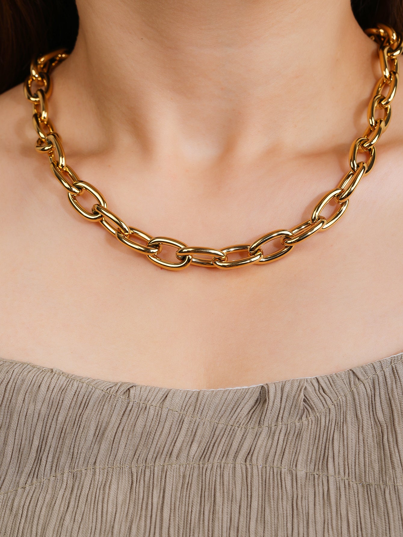 Stainless steel 18k gold plated ladies fashion thick chain choker chain necklace - YUZENG-jewelrystore.com