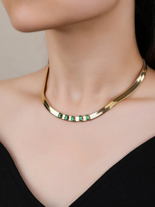 Women's Clavicle Chain Snake Bone Chain, Stainless Steel 18k Vacuum Gold Plated Jewelry - YUZENG-jewelrystore.com